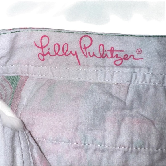 LILLY PULITZER Buttercup Scallop Hem Shorts in Pink Colony Flamingo Print Size 0 - Picture 13 of 16